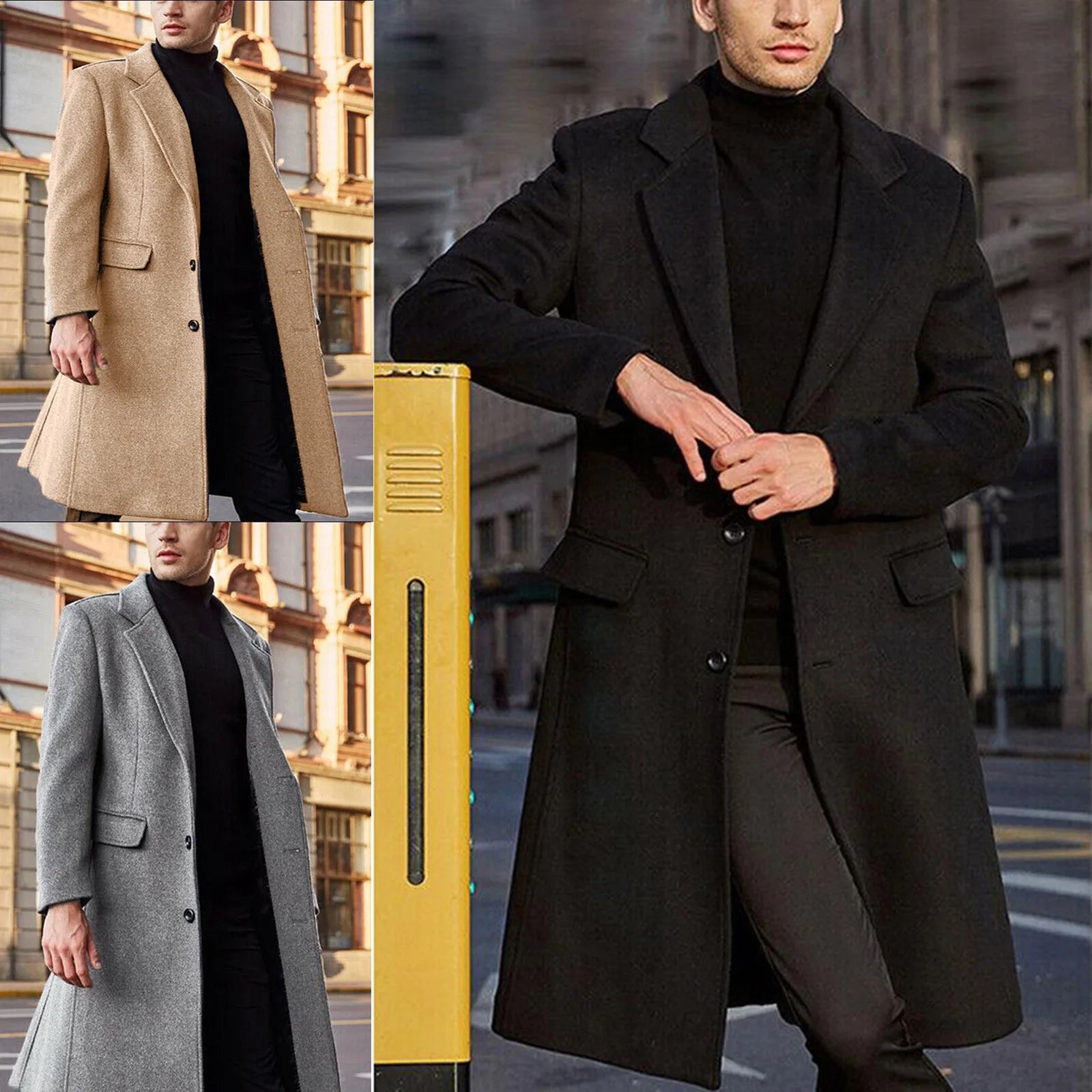 Automne hiver Long manteau mâle