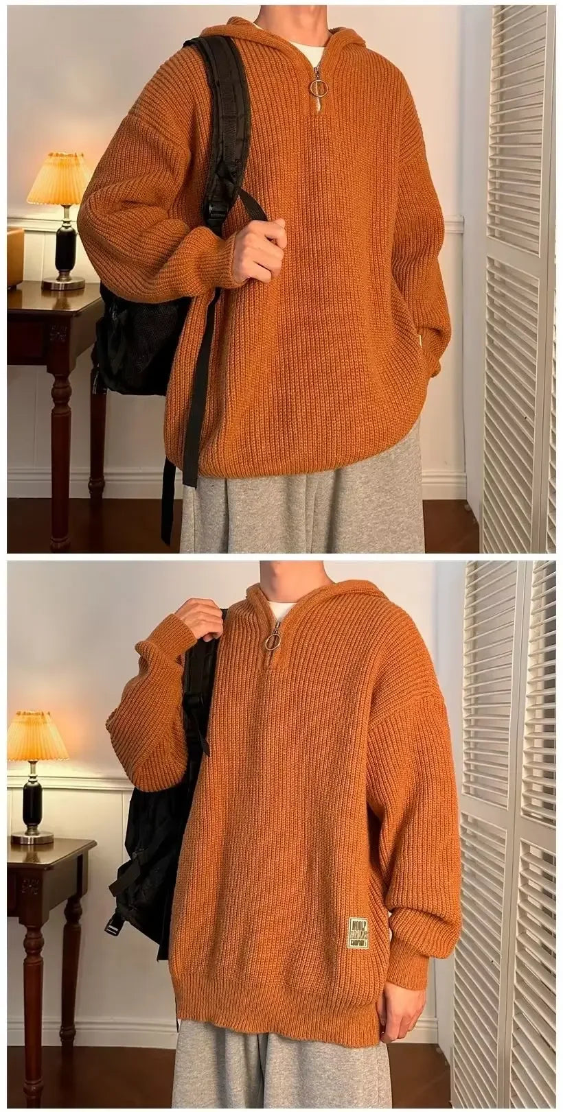 Pull tricoté à col en v pour hommes