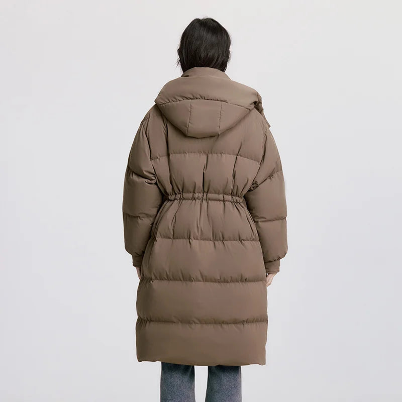 Semir vers le bas manteau femmes longue trois résistant coupe-vent chaud 2025 hiver nouvelle veste polyvalente à capuche ample