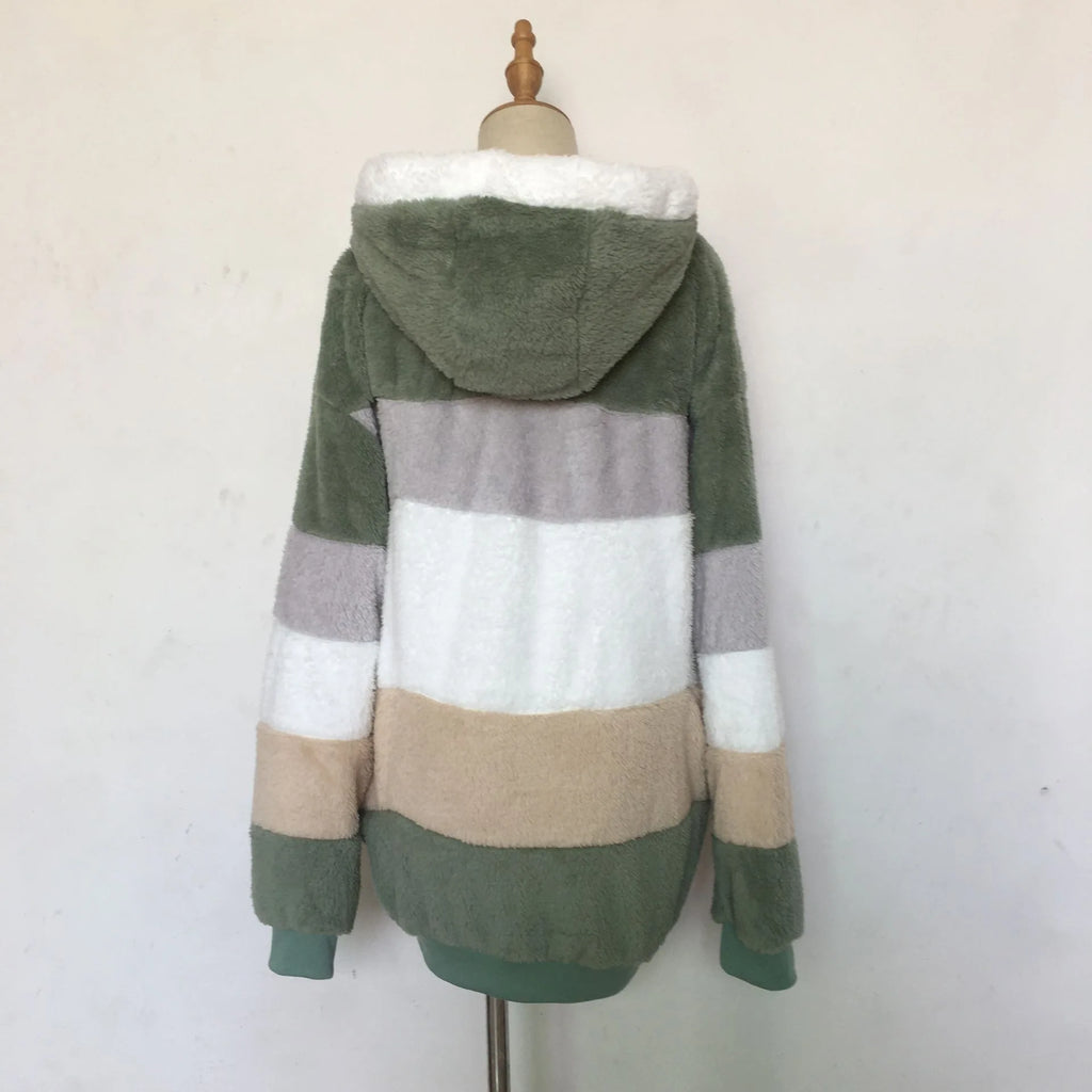 Veste surdimensionnée pour femmes, nouvelle collection automne-hiver 2023, chaud, peluche, poche, capuche, Streetwear, ample, manteau d'extérieur pour dames, Roupas Feminina