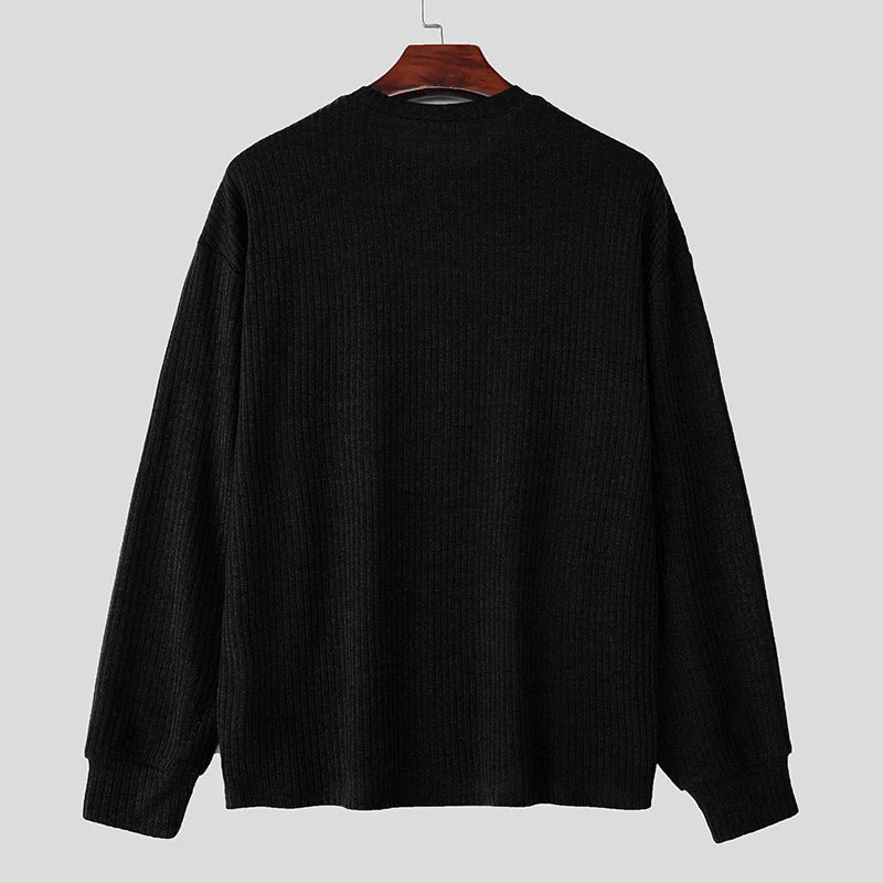 INCERUN hommes pull couleur unie tricoté