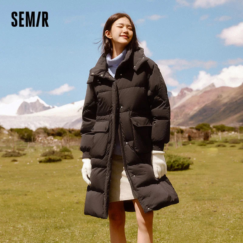 Semir vers le bas manteau femmes longue trois résistant coupe-vent chaud 2025 hiver nouvelle veste polyvalente à capuche ample