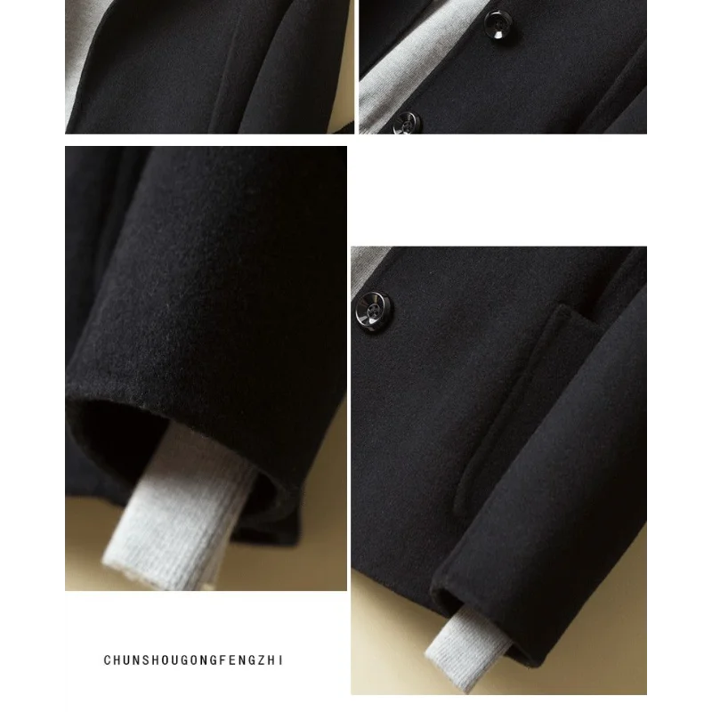 Manteau en laine femme court automne hiver polyvalent décontracté Petite