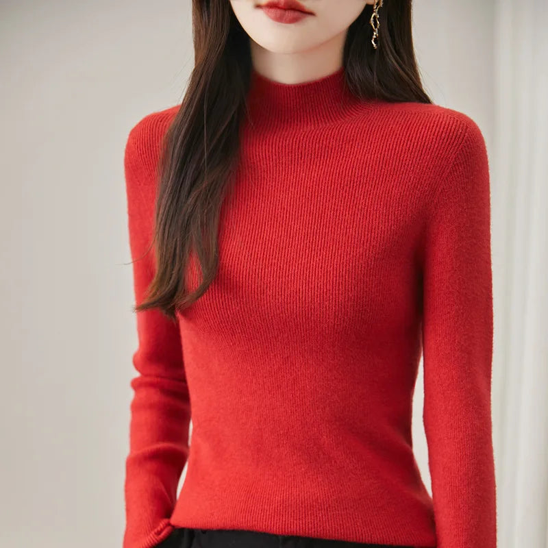 thickened seamless one-piece garment women's half-high collar