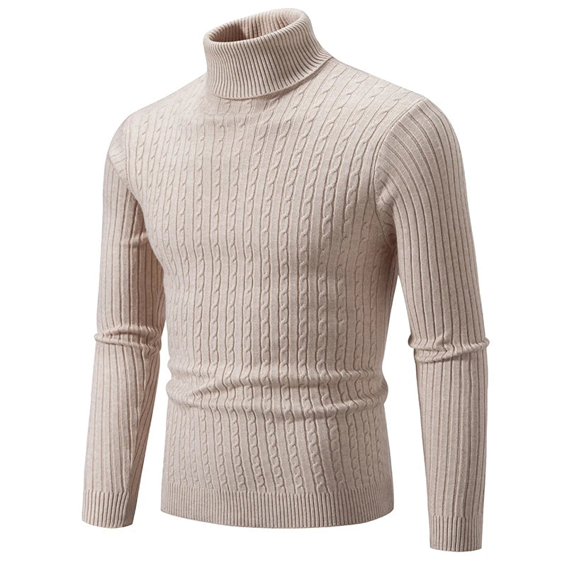 Pull en laine à col roulé pour hommes, pull à col roulé, vêtements de survêtement décontractés, document solide, hiver, extérieur, nouveau