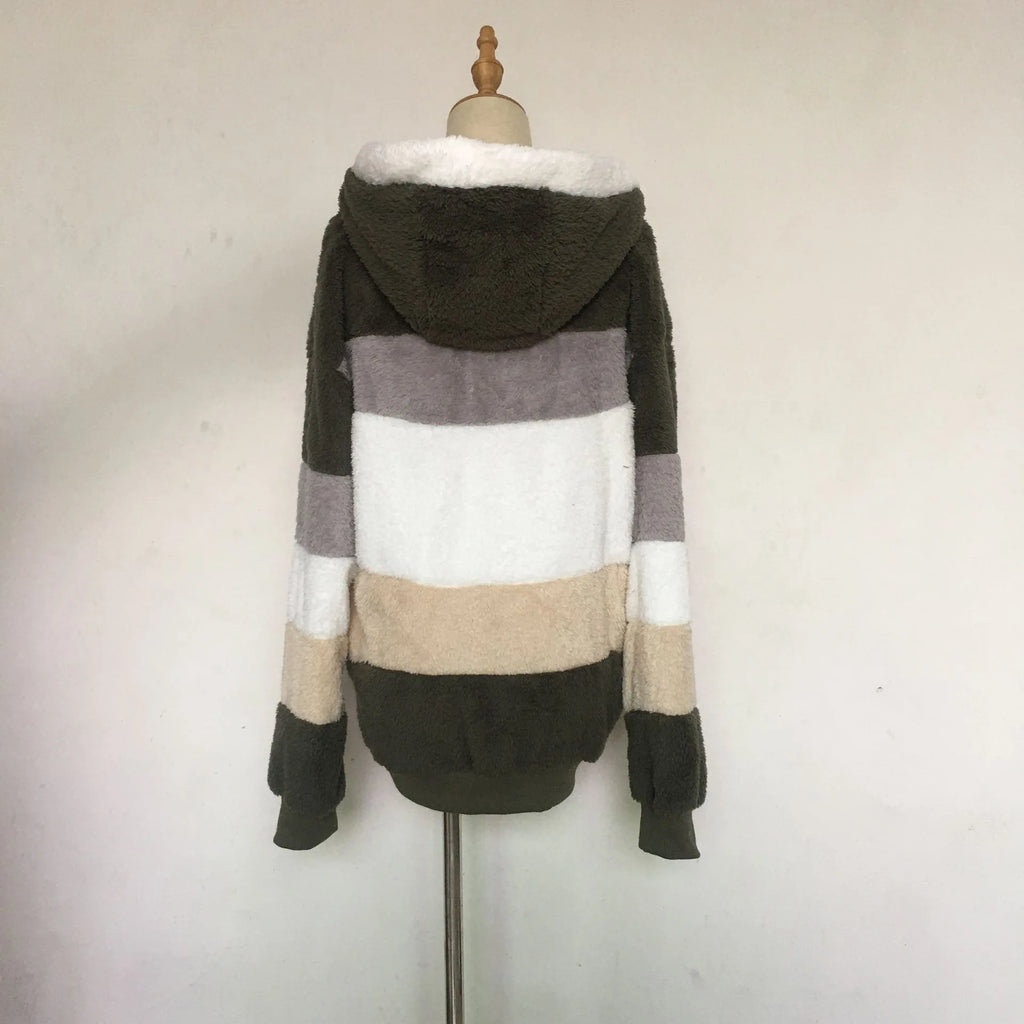 Veste surdimensionnée pour femmes, nouvelle collection automne-hiver 2023, chaud, peluche, poche, capuche, Streetwear, ample, manteau d'extérieur pour dames, Roupas Feminina
