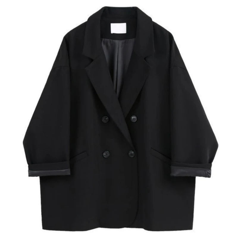 Blazer surdimensionné pour femmes, costume Chic noir