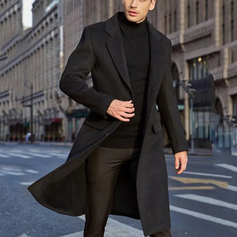 Automne hiver Long manteau mâle
