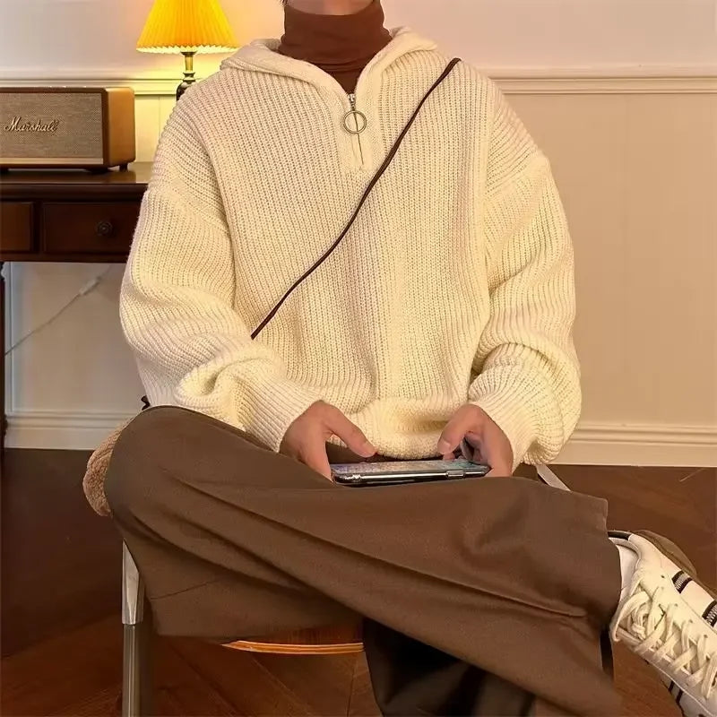 Pull tricoté à col en v pour hommes