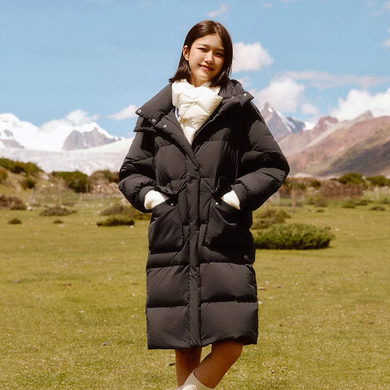 Semir vers le bas manteau femmes longue trois résistant coupe-vent chaud 2025 hiver nouvelle veste polyvalente à capuche ample