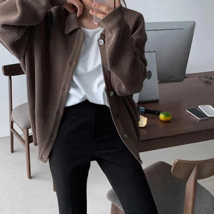 Coréen Streetwear pull zippé Cardigan hommes