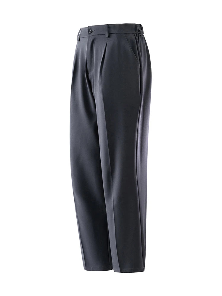 Pantalon d'été coréen pour hommes, léger et fin, en Polyester, taille élastique, Semi-large, ample, drapé, costume, pantalon décontracté