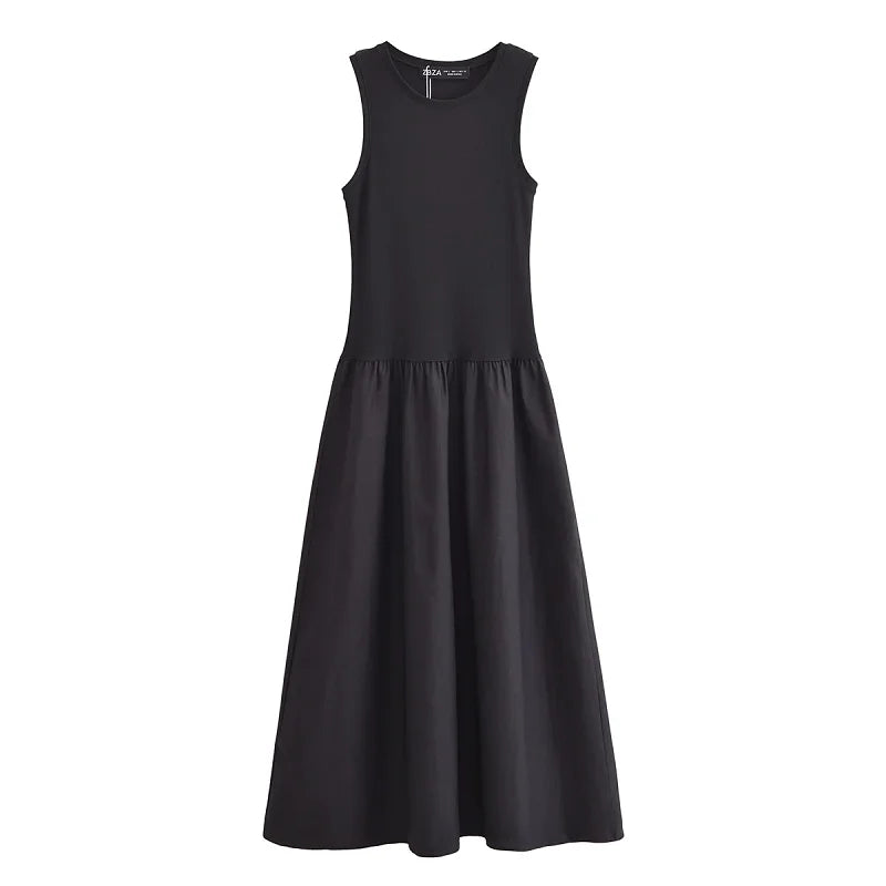 HXAO kaki robes longues élégantes 2025 femmes printemps sans manches robes noires mode décontracté fête Y2k robe robes pour femme