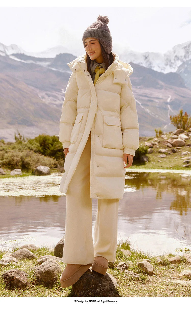 Semir vers le bas manteau femmes longue trois résistant coupe-vent chaud 2025 hiver nouvelle veste polyvalente à capuche ample