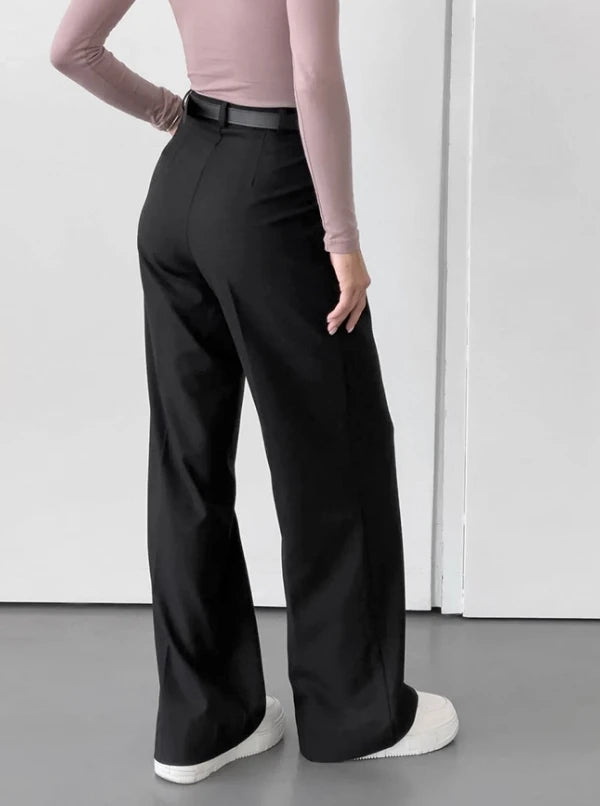 Gris trajet ample jambe large taille haute pantalon décontracté automne mode nouveau pantalon pour femme