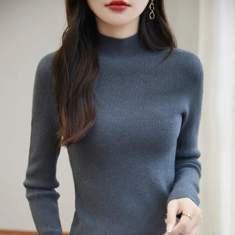thickened seamless one-piece garment women's half-high collar