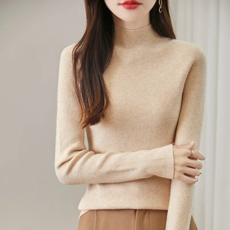 thickened seamless one-piece garment women's half-high collar
