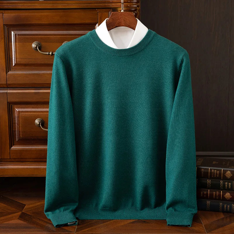 Pull en laine mérinos à col rond pour homme