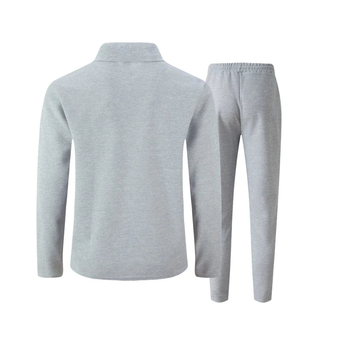 Ensemble veste cardigan ajustée à motif gaufré pour hommes, couleur unie, fermeture éclair, poche avant, revers, automne et hiver