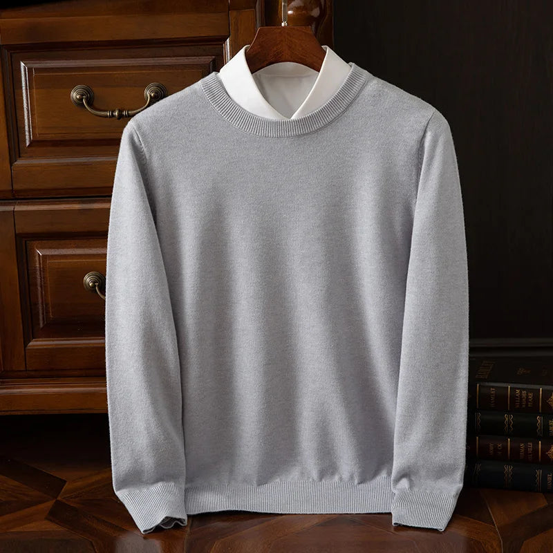 Pull en laine mérinos à col rond pour homme