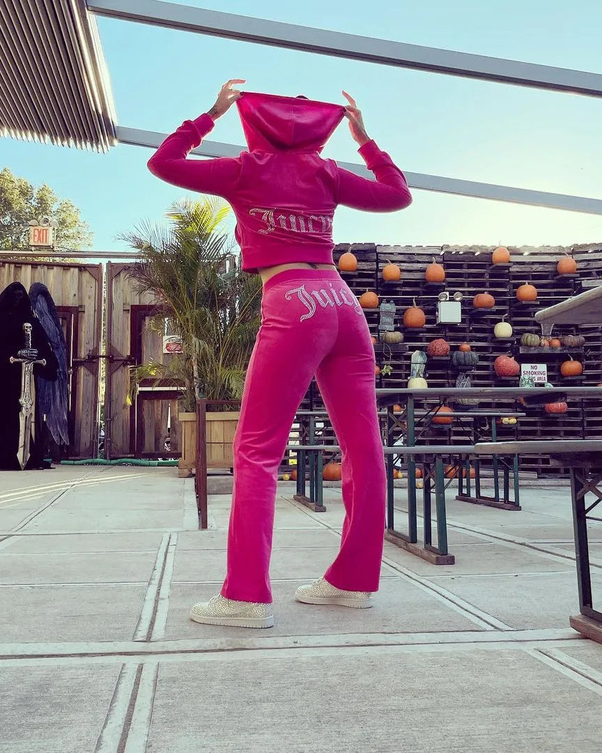 Ensemble deux pièces à capuche pour femme Y2K Jogging automne hiver survêtement pantalon confortable veste à manches longues manteau et pantalon ensembles décontractés