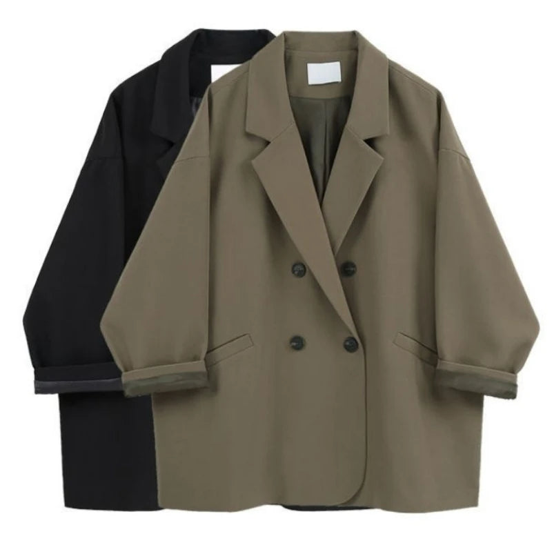 Blazer surdimensionné pour femmes, costume Chic noir