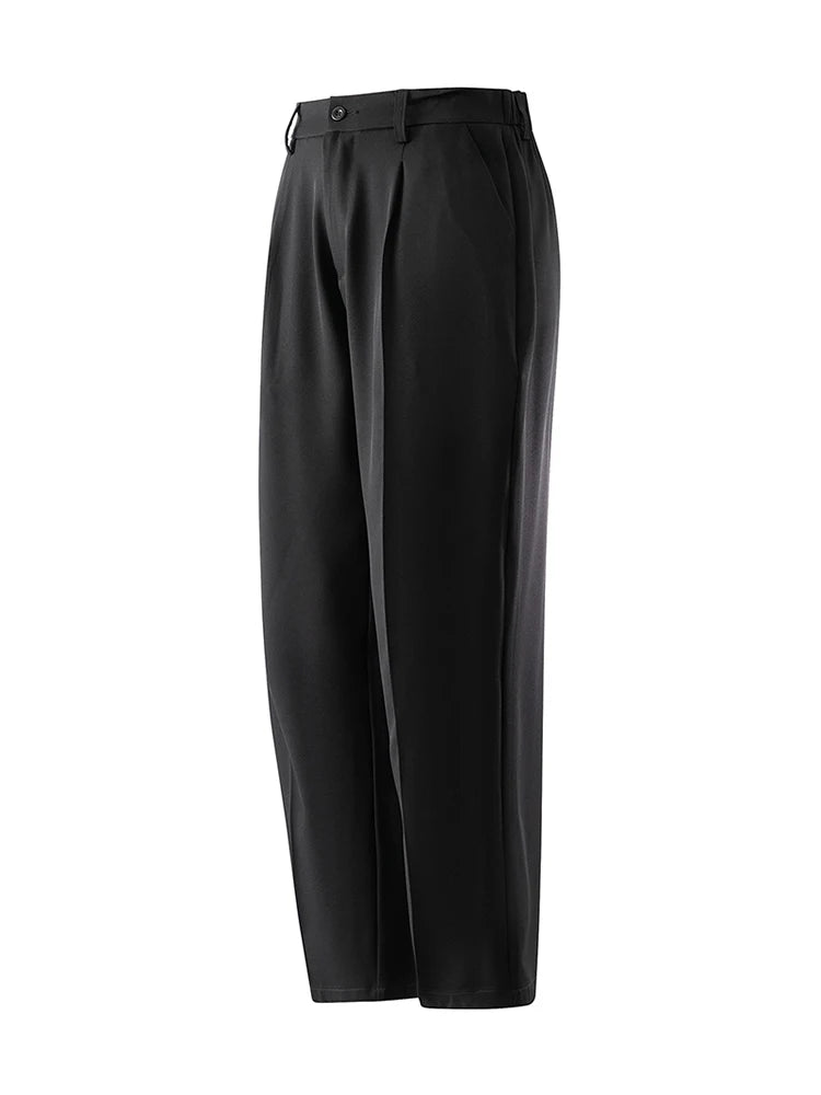 Pantalon d'été coréen pour hommes, léger et fin, en Polyester, taille élastique, Semi-large, ample, drapé, costume, pantalon décontracté