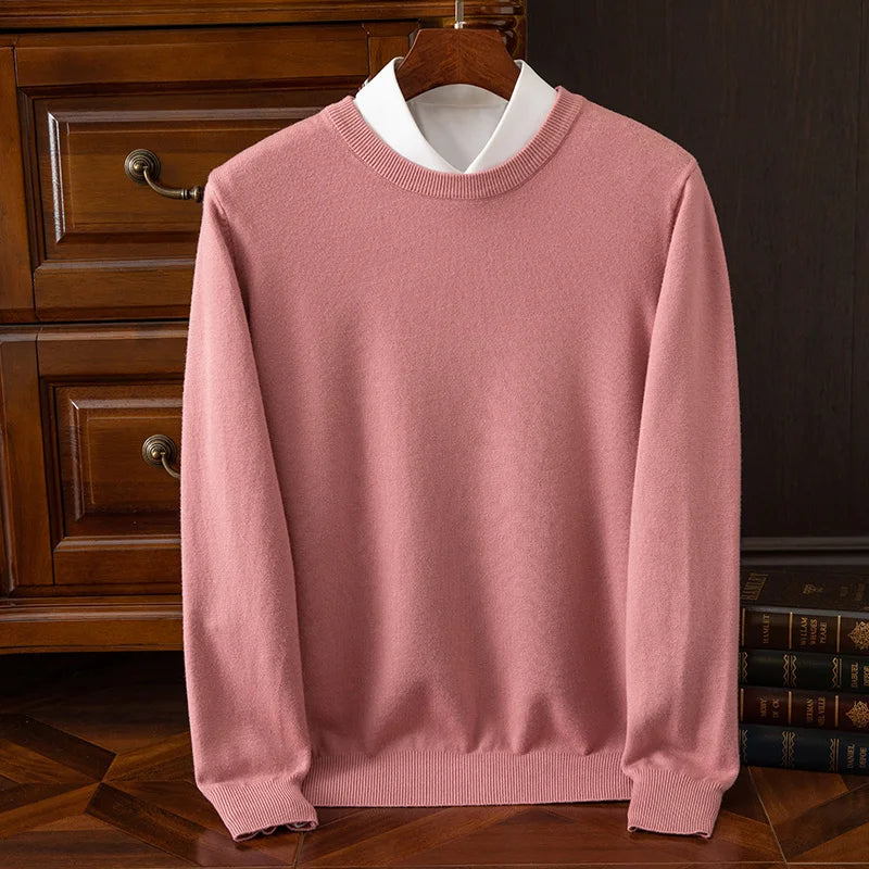 Pull en laine mérinos à col rond pour homme