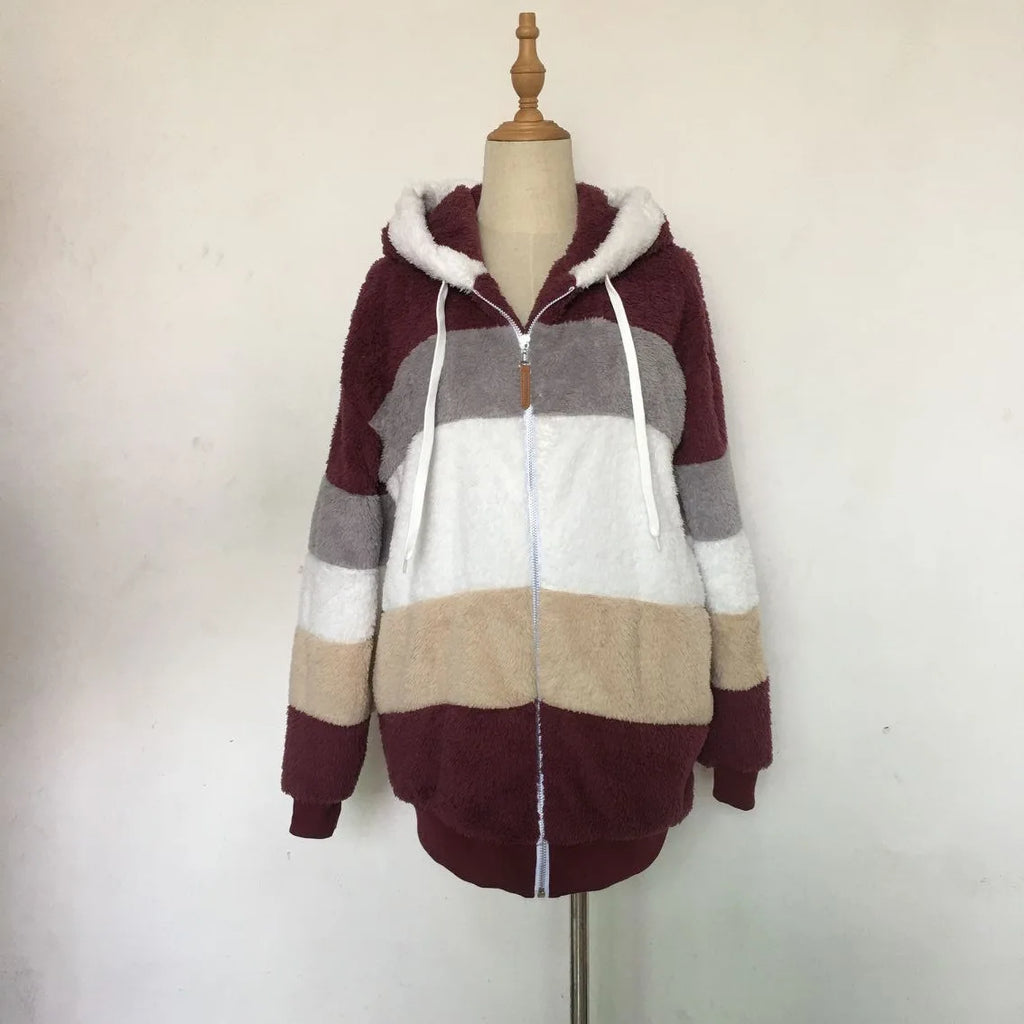 Veste surdimensionnée pour femmes, nouvelle collection automne-hiver 2023, chaud, peluche, poche, capuche, Streetwear, ample, manteau d'extérieur pour dames, Roupas Feminina