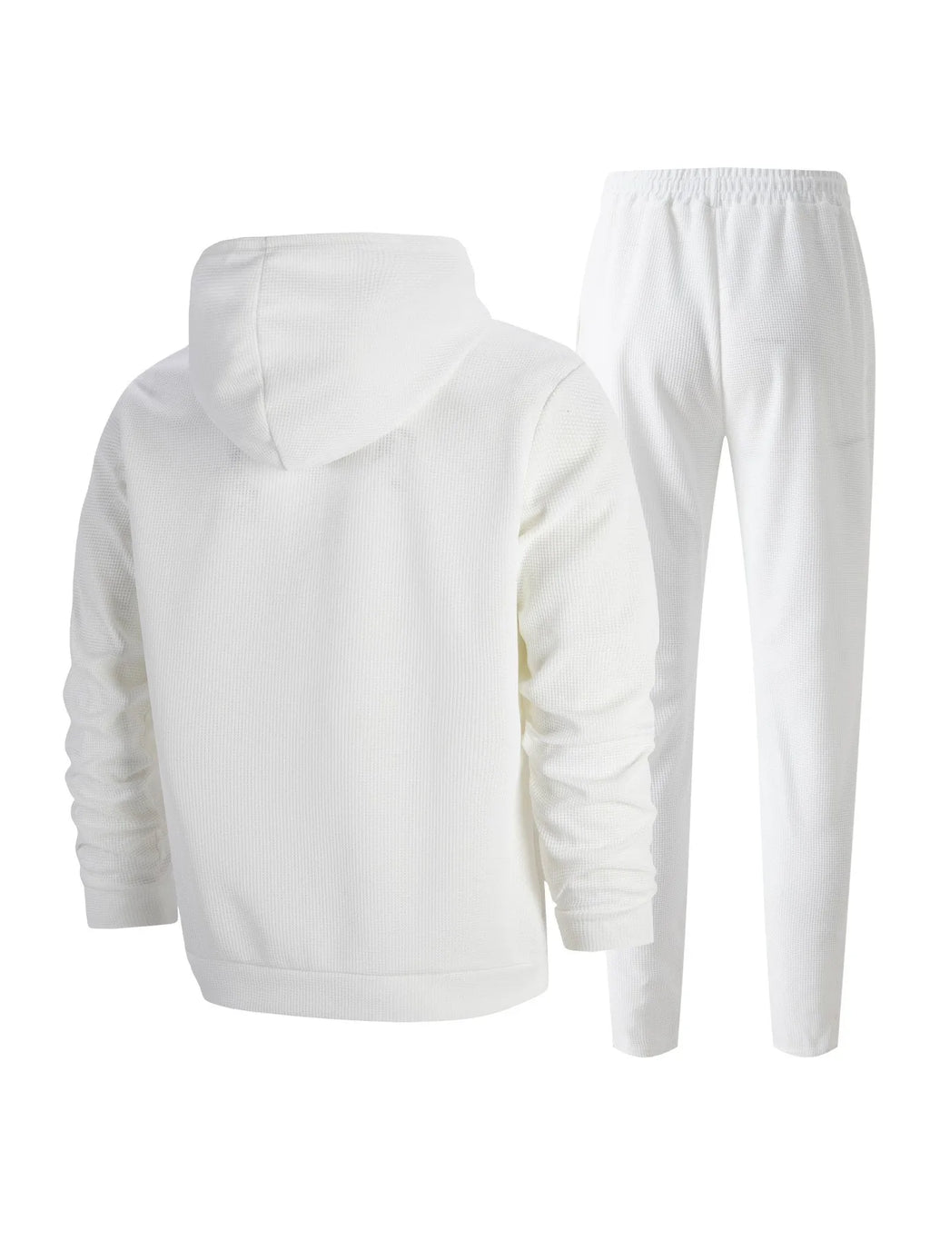 Ensemble pull et pantalon à manches longues pour hommes, gaufré, couleur unie, à capuche, demi-zip, cordon de serrage, nouvelle collection automne