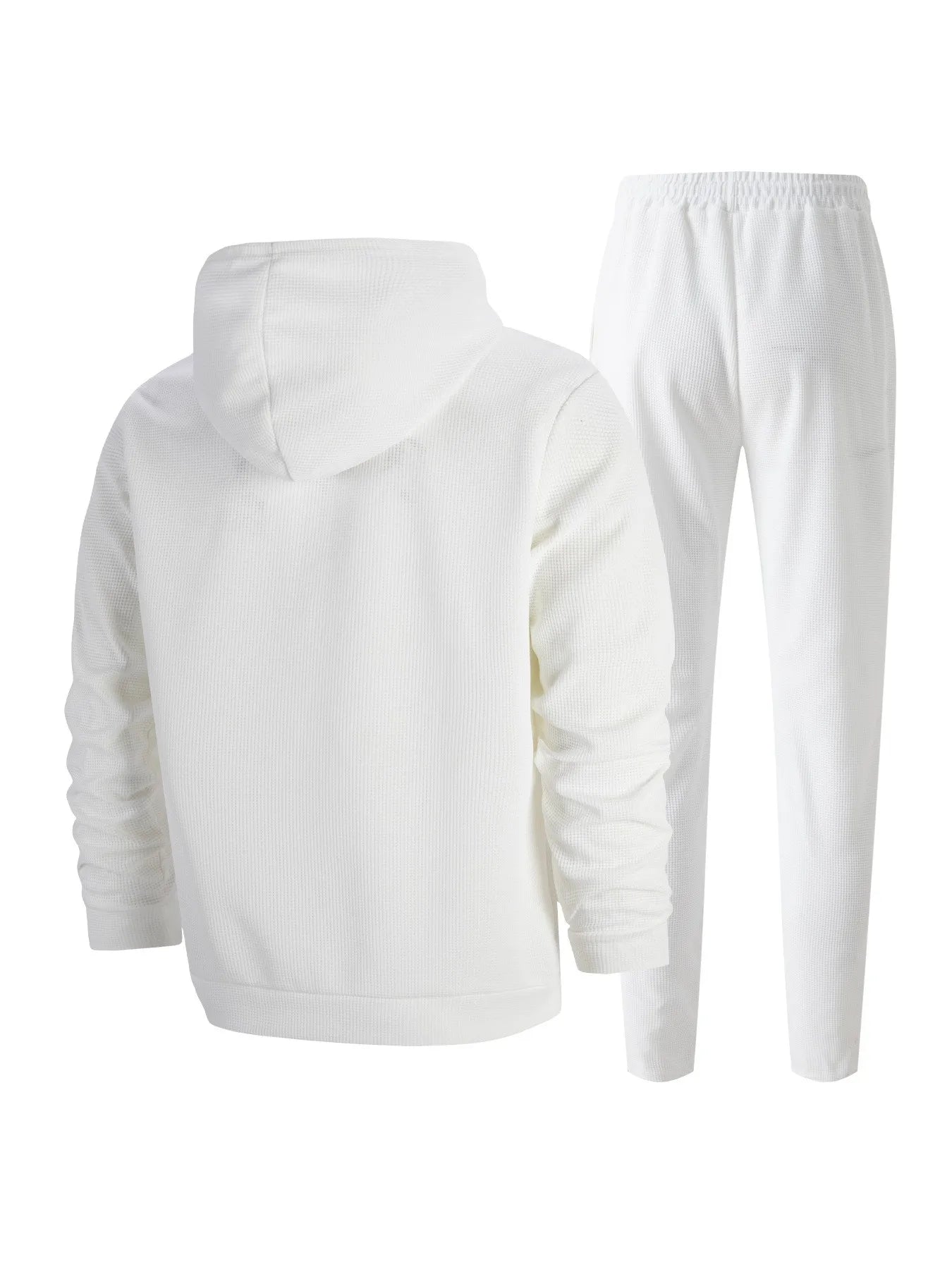 Ensemble pull et pantalon à manches longues pour hommes, gaufré, couleur unie, à capuche, demi-zip, cordon de serrage, nouvelle collection automne
