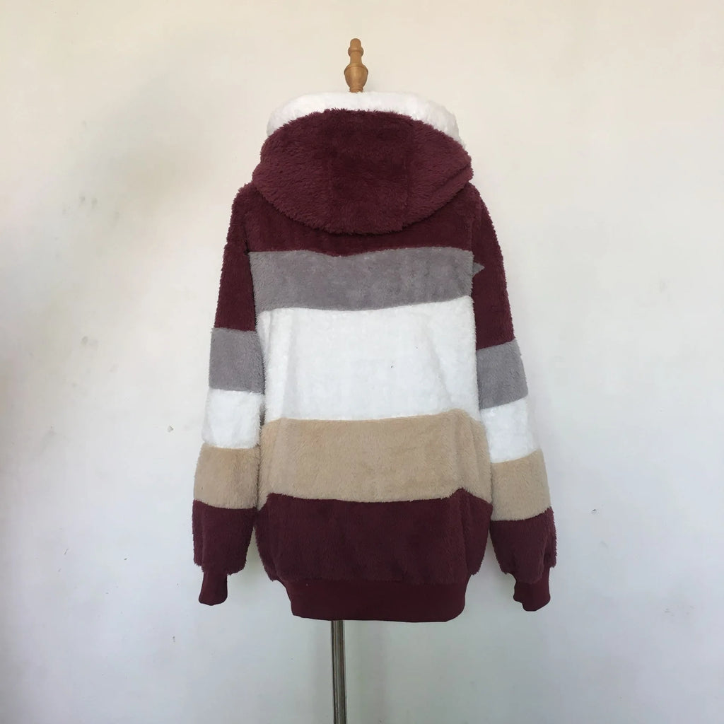 Veste surdimensionnée pour femmes, nouvelle collection automne-hiver 2023, chaud, peluche, poche, capuche, Streetwear, ample, manteau d'extérieur pour dames, Roupas Feminina