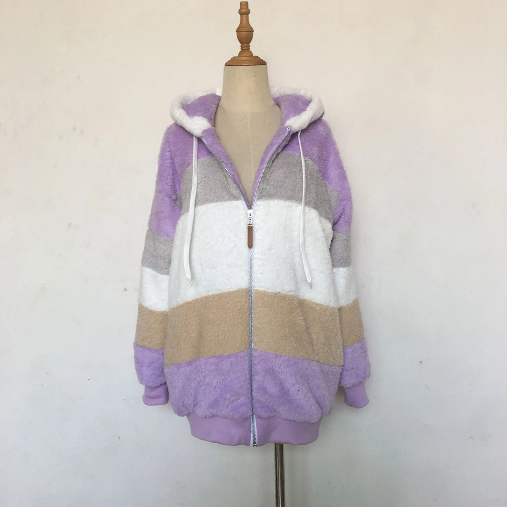 Veste surdimensionnée pour femmes, nouvelle collection automne-hiver 2023, chaud, peluche, poche, capuche, Streetwear, ample, manteau d'extérieur pour dames, Roupas Feminina