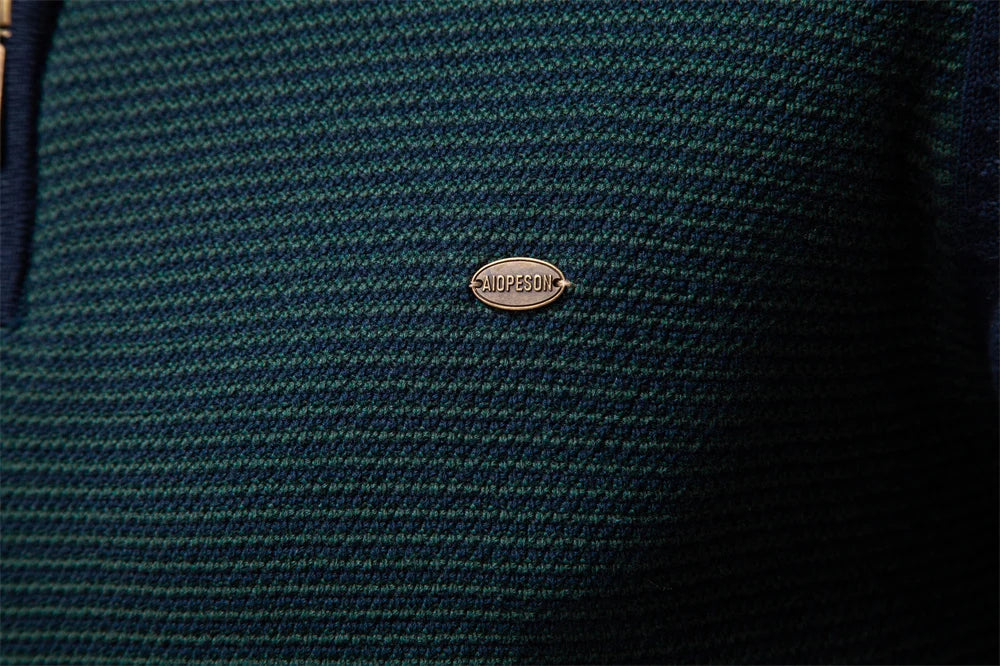AIOPESON hommes rayé pull couleur unie