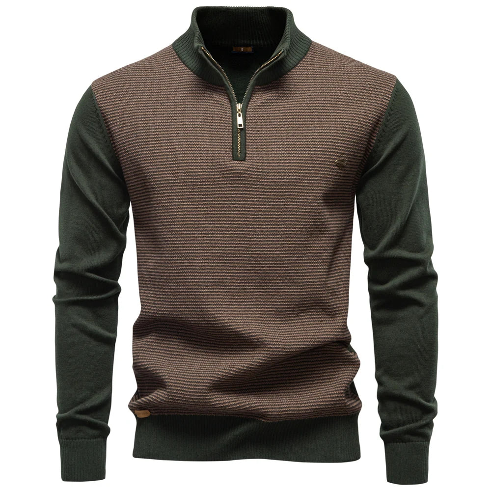 AIOPESON hommes rayé pull couleur unie