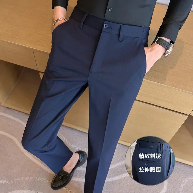 High End Elastic Waistband Suit Pants for Men
