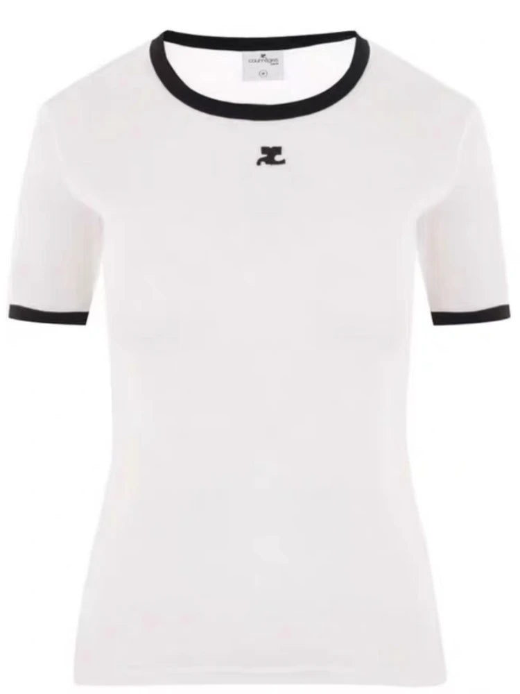 T-shirt rétro américain à manches courtes pour femmes