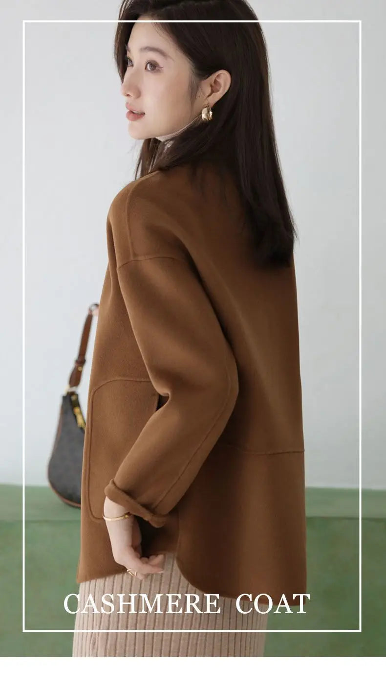 Manteau en laine femme court automne hiver polyvalent décontracté Petite