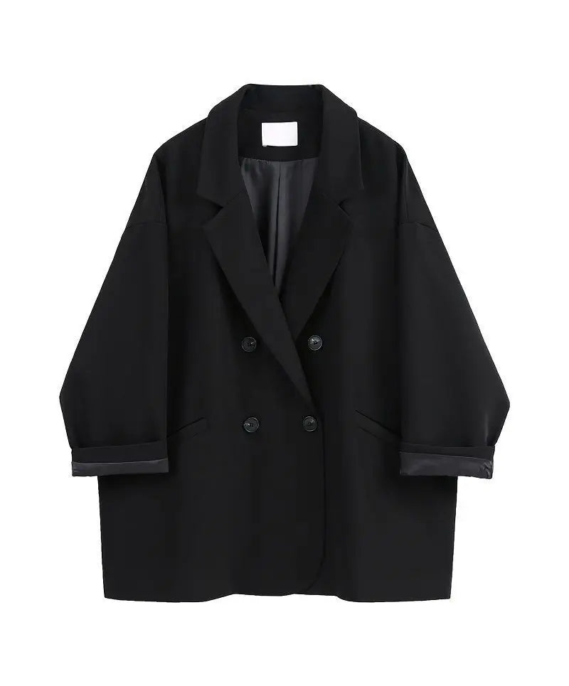 Blazer surdimensionné pour femmes, costume Chic noir