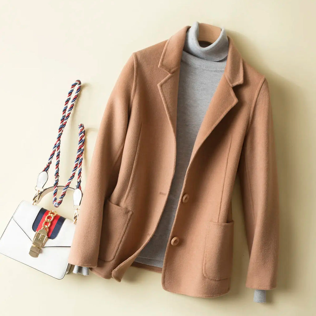 Manteau en laine femme court automne hiver polyvalent décontracté Petite