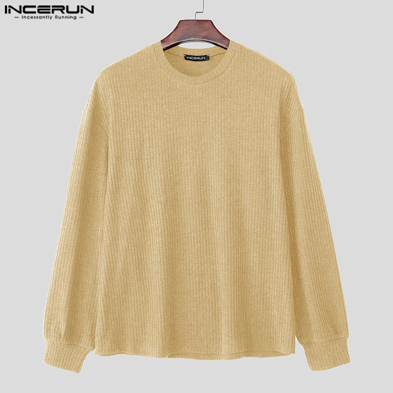 INCERUN hommes pull couleur unie tricoté