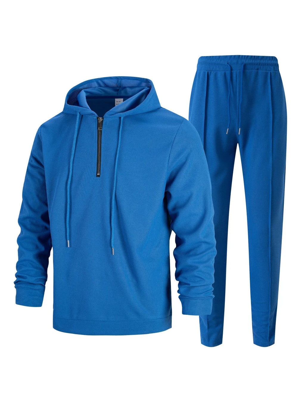 Ensemble pull et pantalon à manches longues pour hommes, gaufré, couleur unie, à capuche, demi-zip, cordon de serrage, nouvelle collection automne