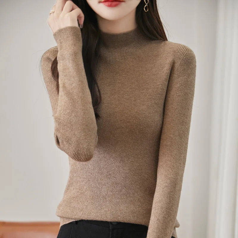 thickened seamless one-piece garment women's half-high collar