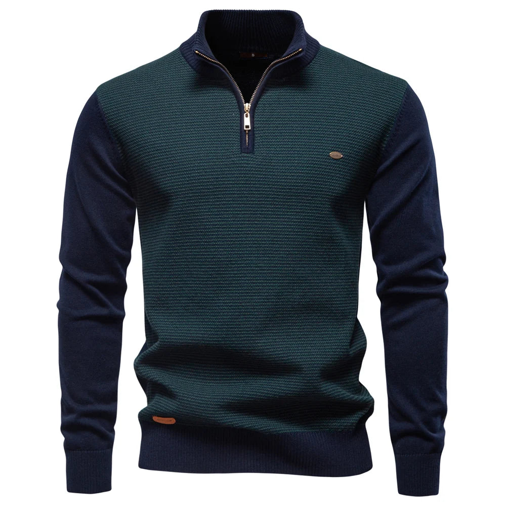 AIOPESON hommes rayé pull couleur unie