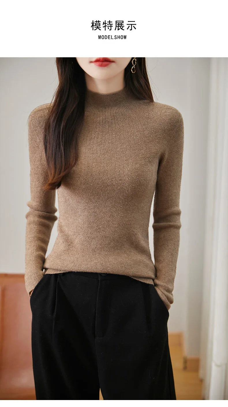 thickened seamless one-piece garment women's half-high collar