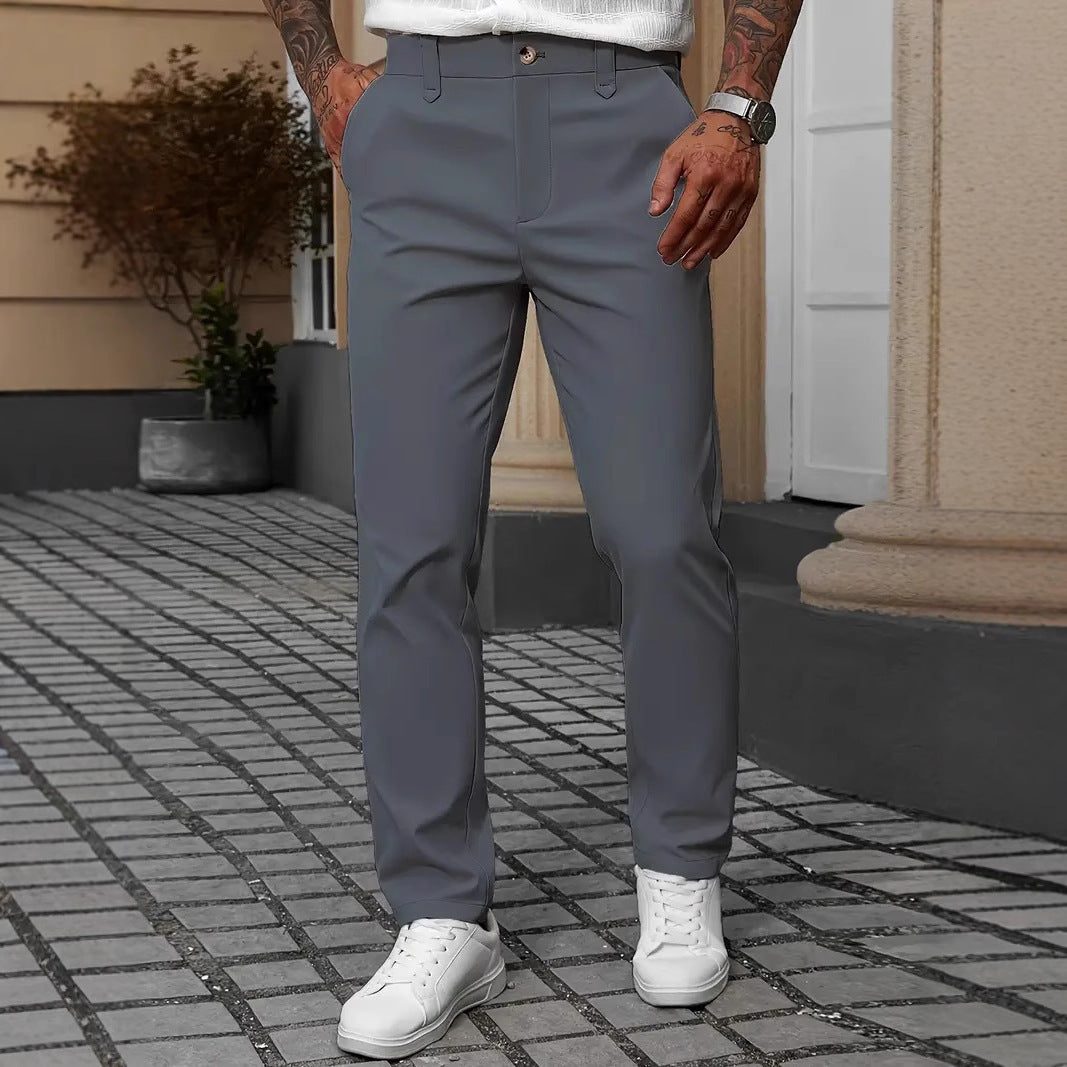 Pantalon d'affaires décontracté et polyvalent pour homme, couleur unie