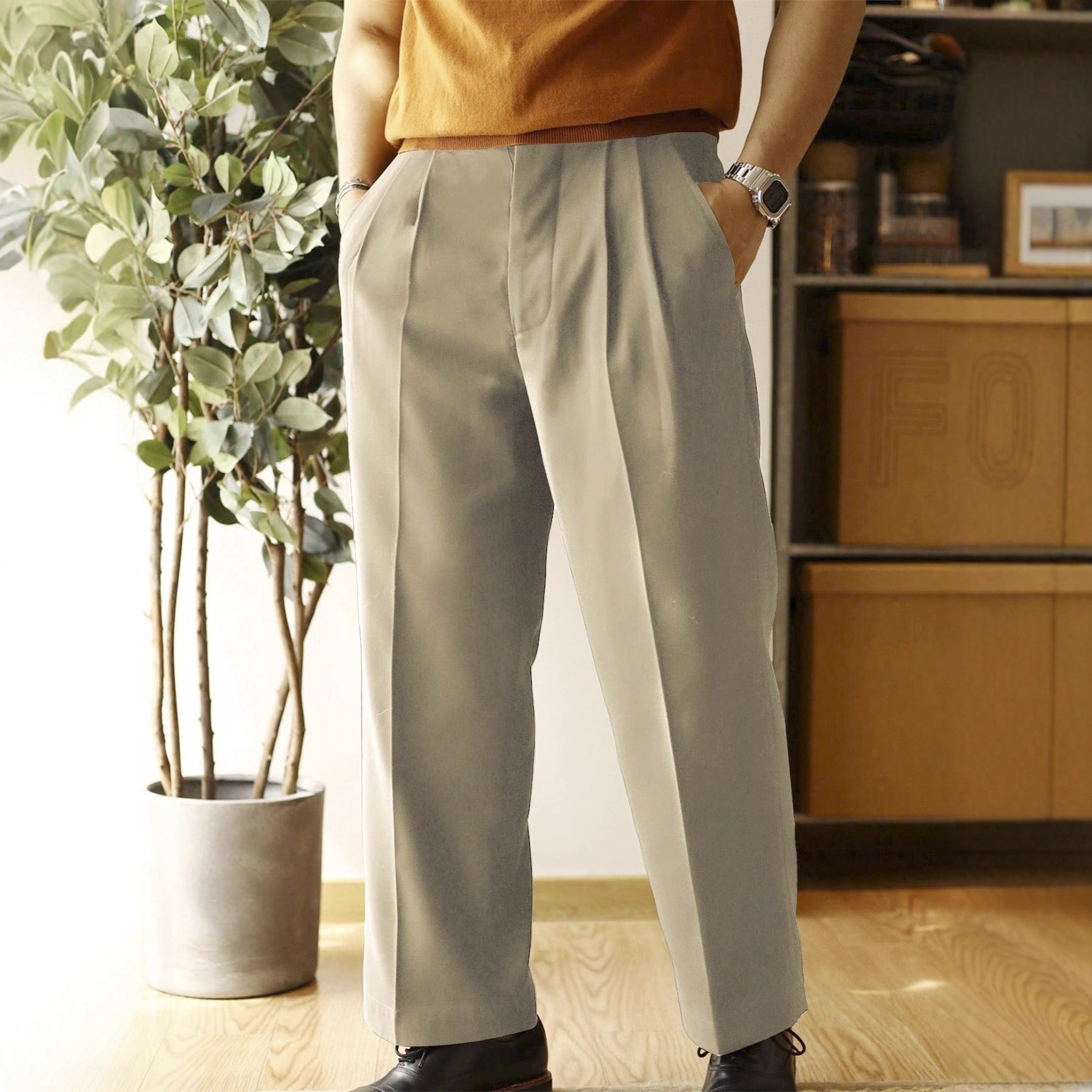 Pantalons décontractés pour hommes, coupe ample, coupe droite, jambes larges