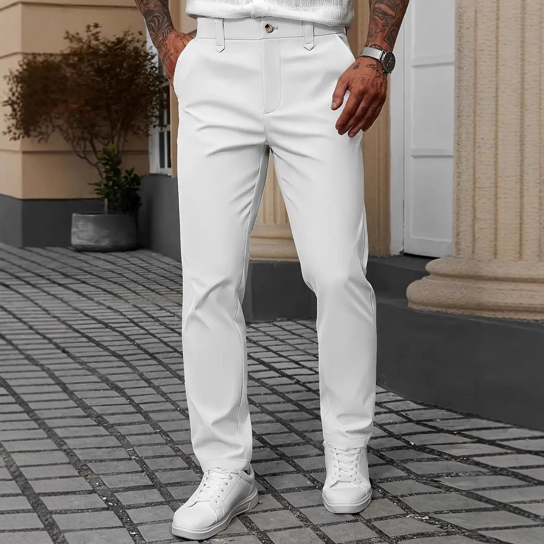 Pantalon d'affaires décontracté et polyvalent pour homme, couleur unie