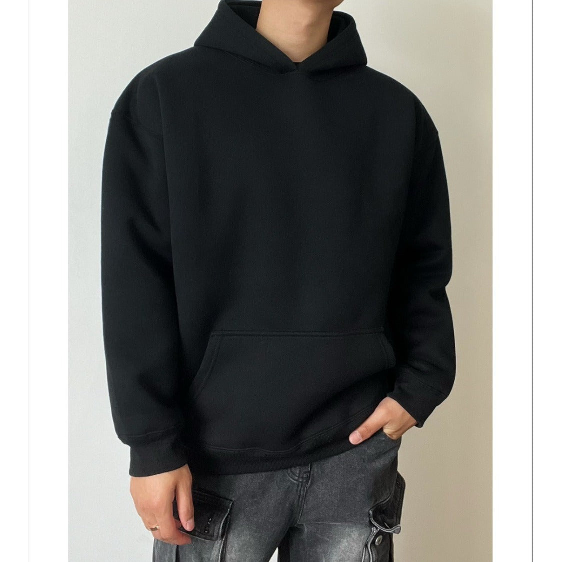 Solid Color Hooded Sweater For Men