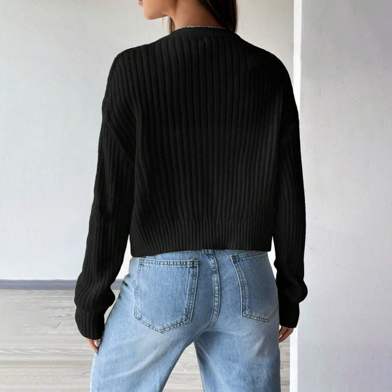 Manteau ample en tricot à manches longues pour femme